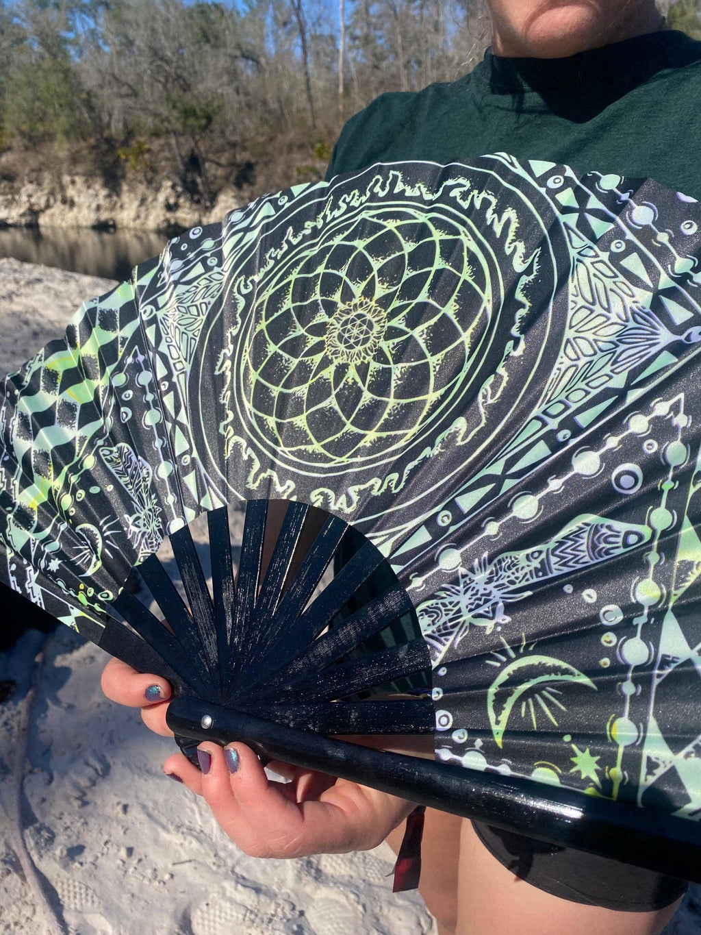 Emerald Nexus Hand Fan